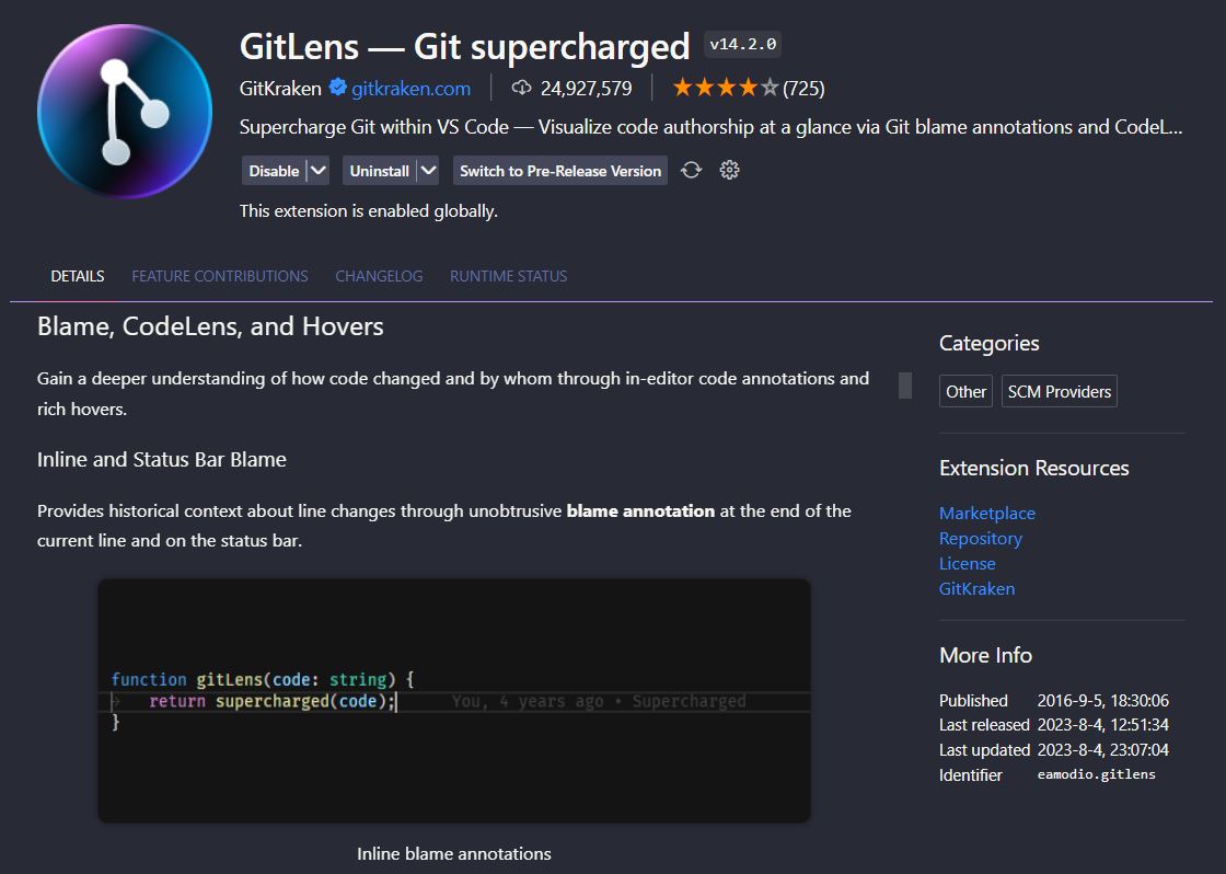 GitLens VSCode Extension